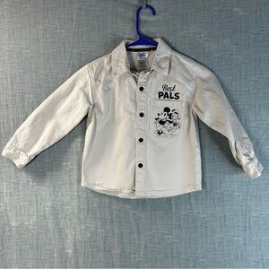 Disney Mickey And Friends Toddler Button Up Shirt 5T Cream Retro Vacation Pals